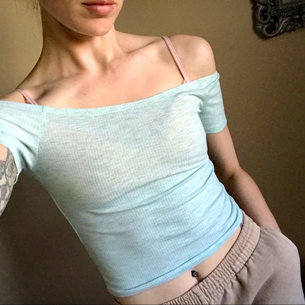 H&M Divided Basics Heather Grey Blue Shirt